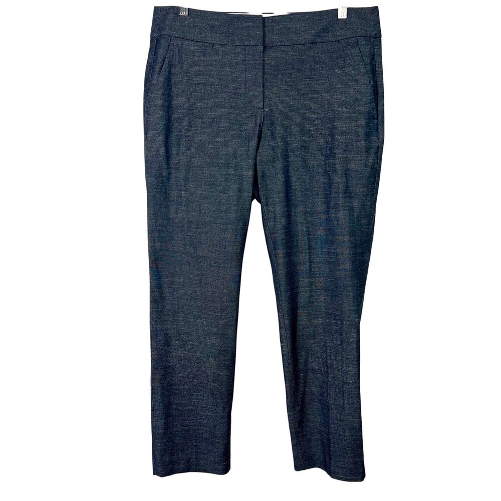 Ann Taylor Loft NWOT Julie Trouser Womens Size 10 Linen Blend Heather Navy Blue‎